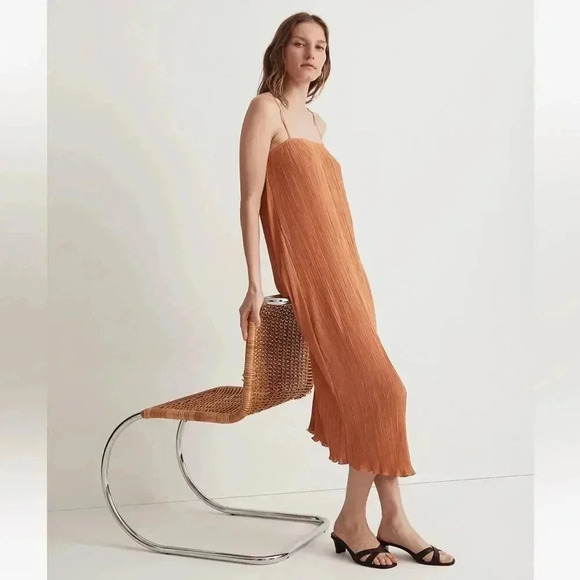 Madewell The Goldie Dress in Plissé Sunset Haze 6 NWT - Picture 2 of 11